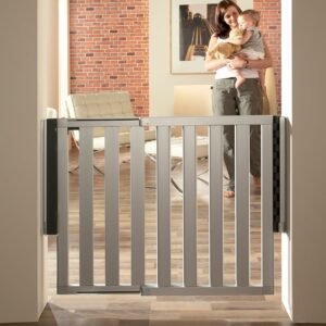 Munchkin® Loft Hardware Mounted Baby Gate Extends 26.5"- 40" Wide, Silver Aluminum